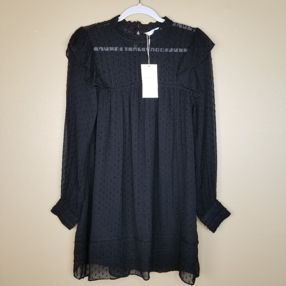 NWT ZARA TRAFALUC Black Lace Ruffle Dress SM A00.7